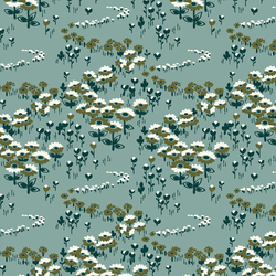 Flower Fields in Forest Haze