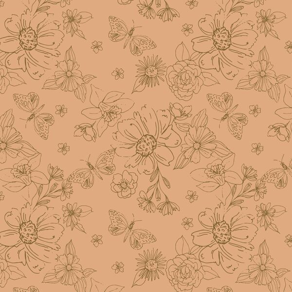 Sketched Florals in Rose