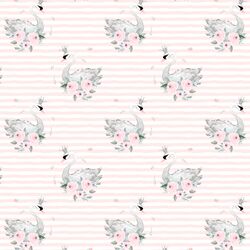 Small Blush Swans in Soft Blush Stripes