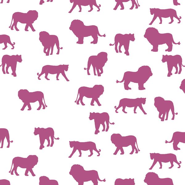 Lion Silhouette in Azalea on White