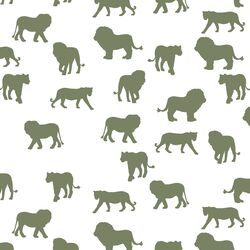 Lion Silhouette in Olive on White