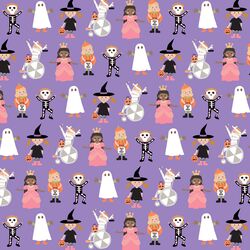 Small Halloween Kids in Purple Glow