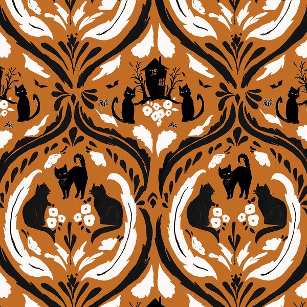 Folk Cats in Pumpkin
