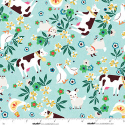Farm Animals in Forget-Me-Not Blue