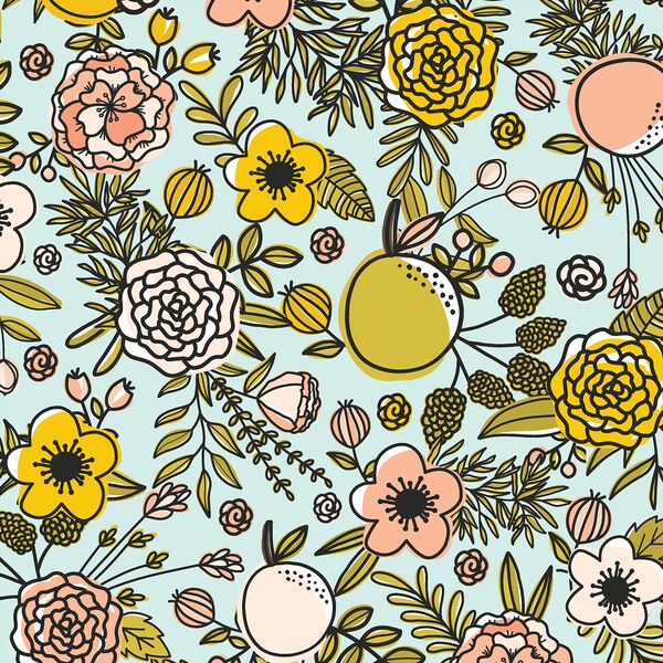Bold Floral in Light Aquamarine