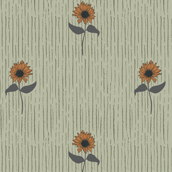 Golden Blooms in Moss Green