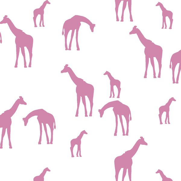 Giraffe Silhouette in Wisteria on White