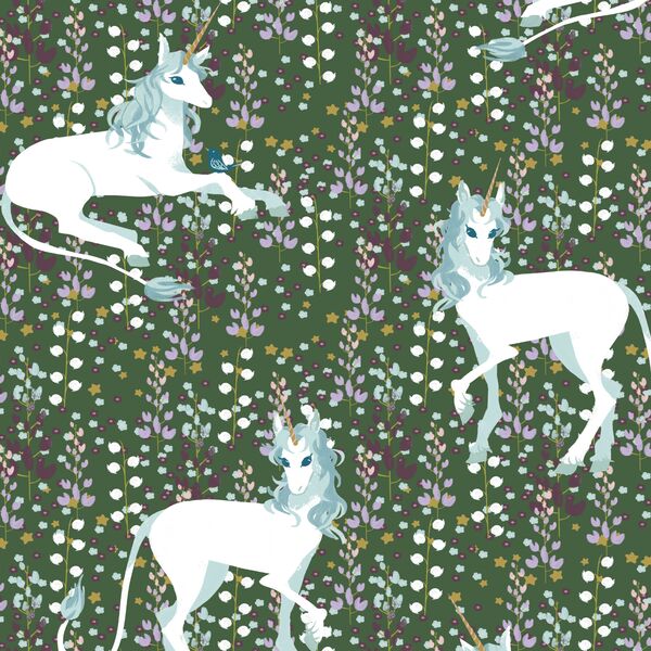 A Unicorn Meadow in Dark Kale