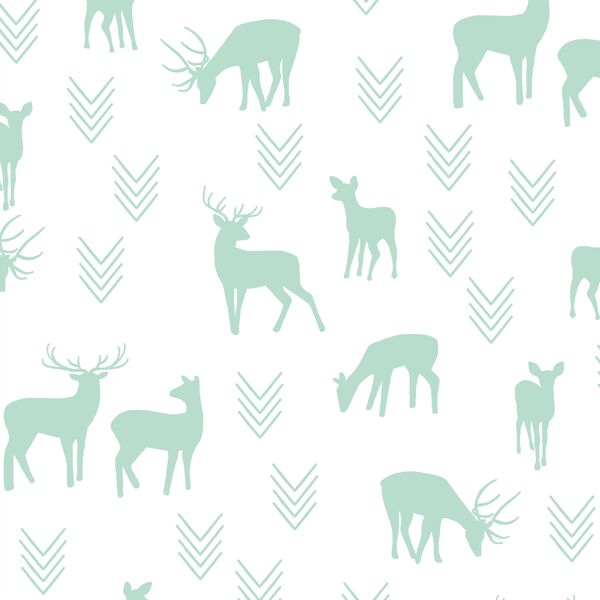Deer Silhouette in Mint on White