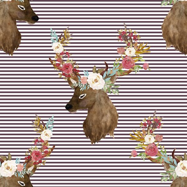 Autumn Deer in Eggplant Stripes