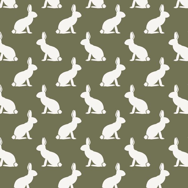 Rabbit Silhouette in Olive Green