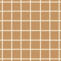 Stitched Grid in Ivory on Tawny