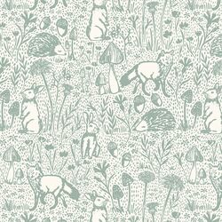 Large Woods of Whimsy in Mint on Cream