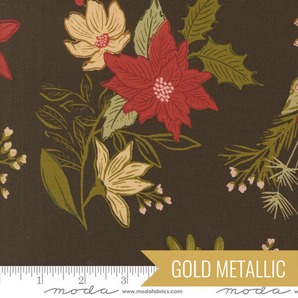 Festive Florals in Espresso Metallic