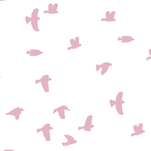 Flock Silhouette in Carnation on White