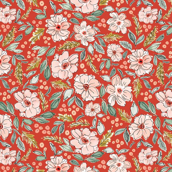 Christmas Blossoms in Cardinal Red