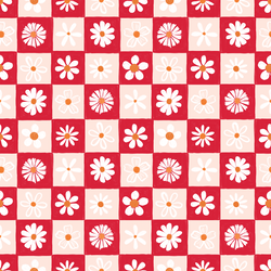 Daisies in Cherry Red