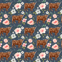 Little Highland Cow in Navy