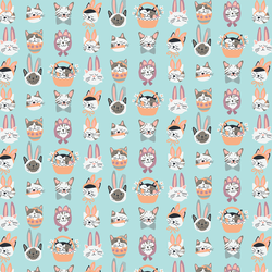 Little Easter Cats in Aqua