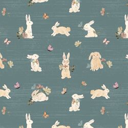 Bunnies in Vintage Teal