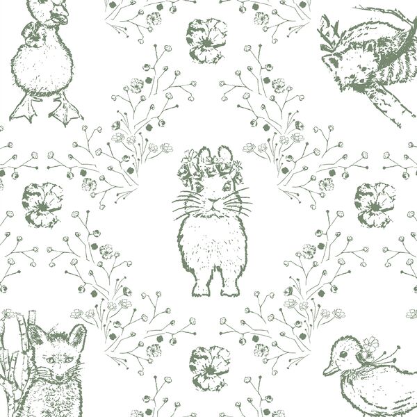 Large Bunny and Friends in Soft Pine on White