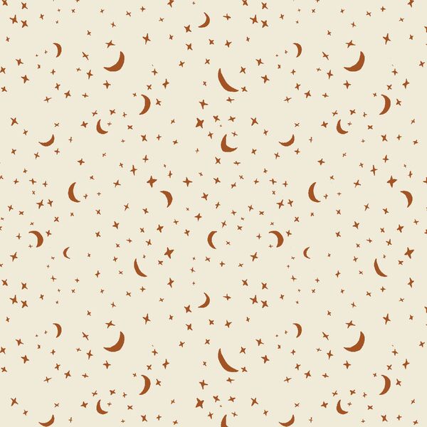 Celestial Stars in Rust Red on Cream