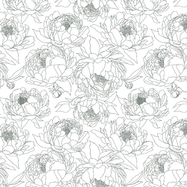 Sketched Garden in Garden Green on White