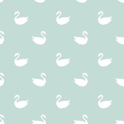 Swan Silhouette in White on Mint Green