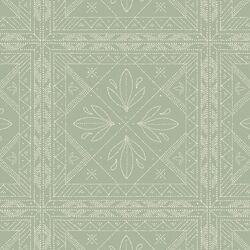 Dotted Tile in Cream on Sage Green