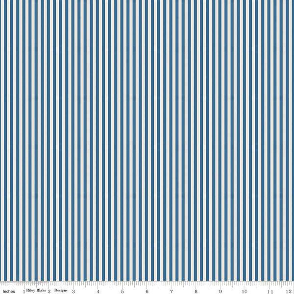 1/8" Stripe in Coastal Blue on Ivory
