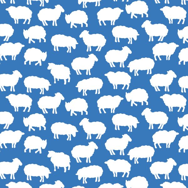 Sheep Silhouette in Cerulean