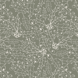 Holly Sketch in Moss Green