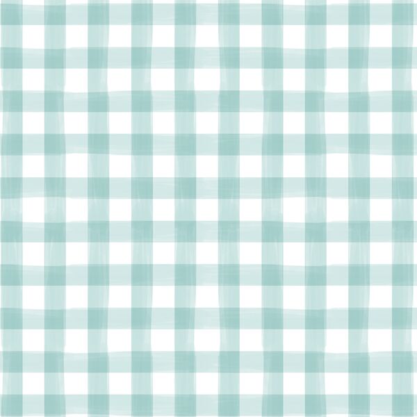 Watercolor Gingham in Aqua Blue