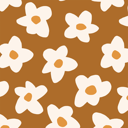 Graphic Retro Flowers in Copper Brown
