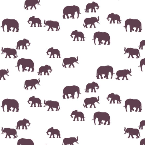 Elephant Silhouette in Raisin on White