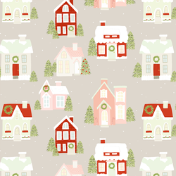 Christmas Cottages in Winter Fog