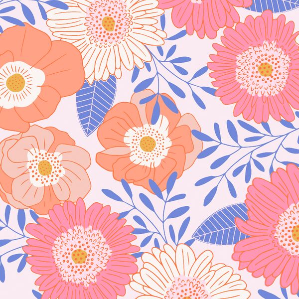 Large Blooming Floral in Barely Pink