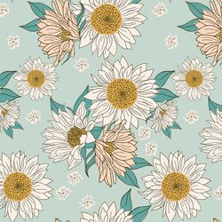 Boho Sunflowers in Aqua