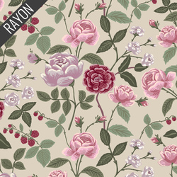 Roses Rayon in Plum