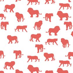 Lion Silhouette in Salmon on White