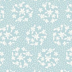 Floral Dot Silhouette in Ivory on Airy Blue