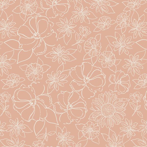 Sketched Floral in Dusky Pink