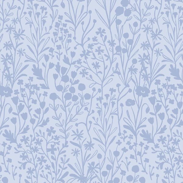 Floral Silhouette in Stream Blue