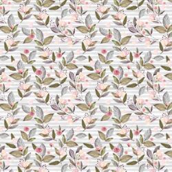 Little Tossed Floral on Stripes in Grey
