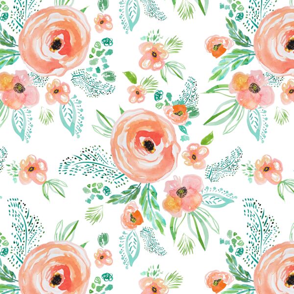 Small Summer Florals in Coral