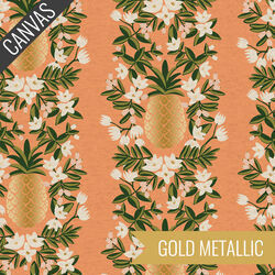 Pineapple Stripe Canvas in Peach Metallic Unbleached