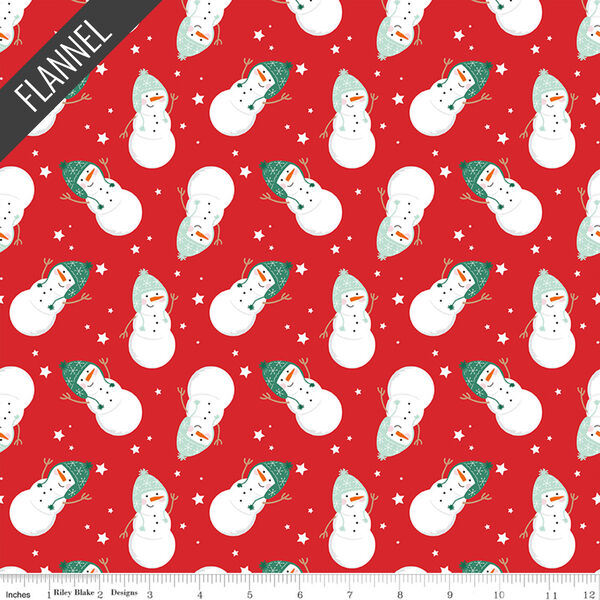 Snowmen Flannel in Red
