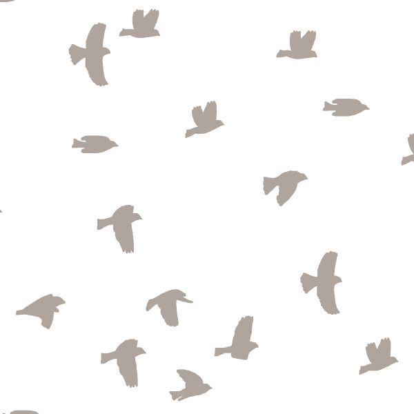 Flock Silhouette in Taupe on White