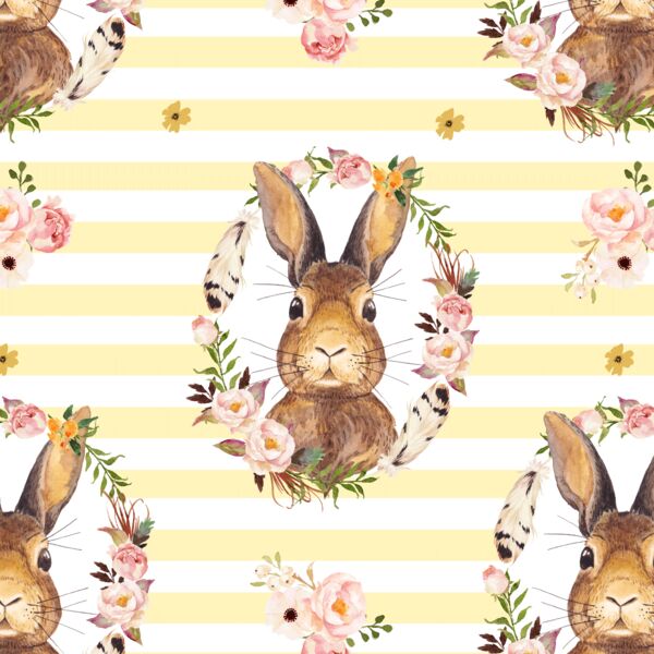 Bunny Love on Stripes in Lemon Chiffon