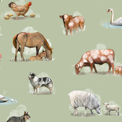 Large Farm Animals in Basil Green